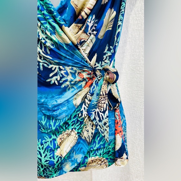 Gorgeous NWT Vintage Cache Wrap Top L Beach Ocean Reef Seashell Seashells - Picture 4 of 11